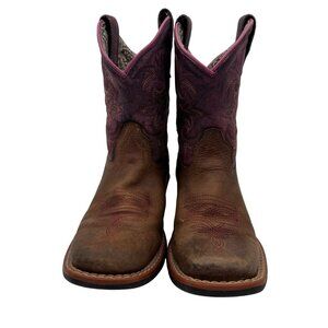 Dan Post Girls Western Boots Square Toe Purple/Brown Leather Size 12D